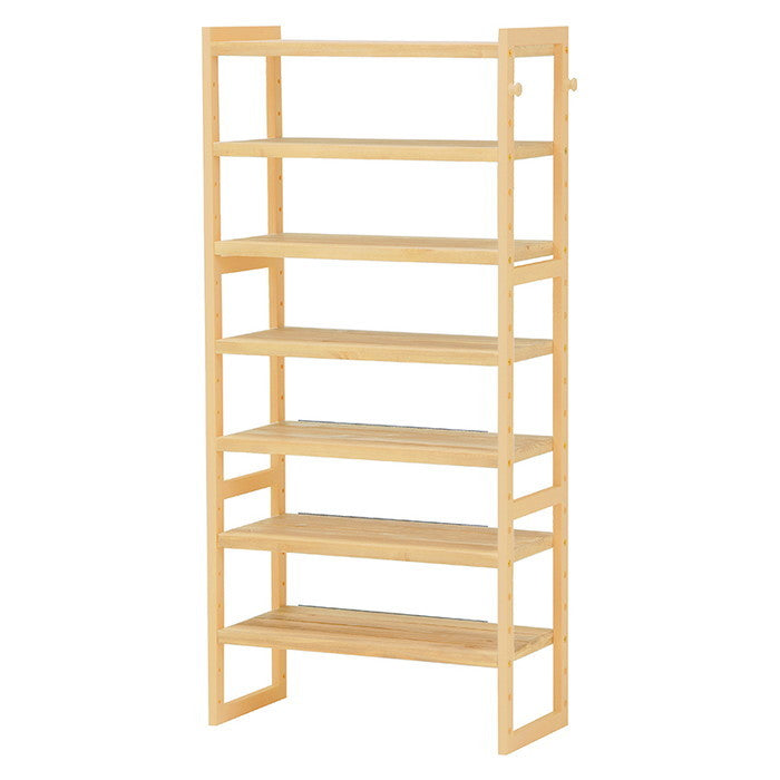 シューズラック MSS-6313 ナチュラル/アイボリー ナチュラル 幅60×奥行28×高さ128cm hgs-2101579600の画像