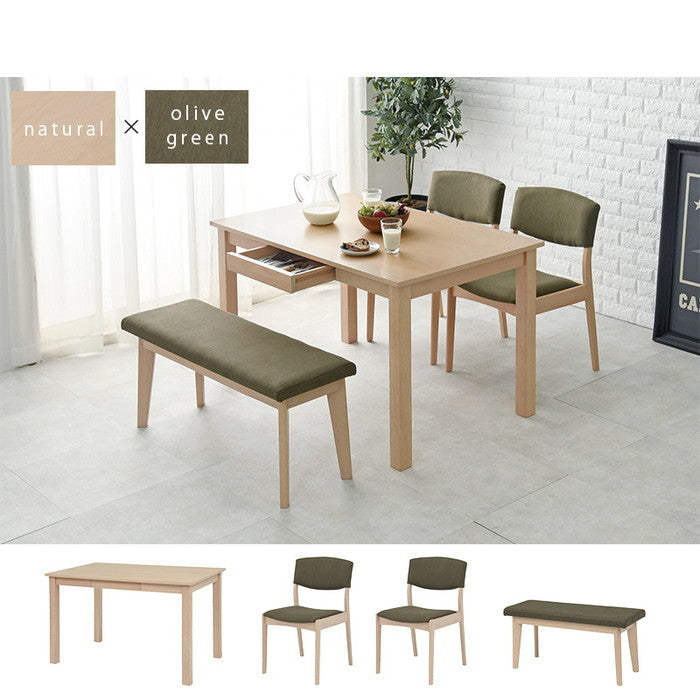 ダイニング 4点セット MI-8610-12-4S テーブル: 幅120×奥行75×高さ70cmチェア: 幅50.5×奥行57.5×高さ72.5×座面高43cmベンチ: 幅100×奥行33×高さ43×座面高43cm hgs-2101969200の画像