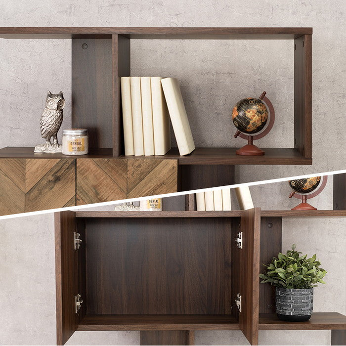 扉付きオープンラック RCC-1017BR 幅90×奥行25.5×高さ142.5cm hgs-2102029000の画像