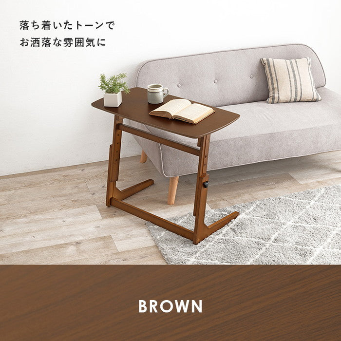 昇降テーブル ダークブラウン ナチュラル VT-7976 幅80×奥行40×高さ55/60/65/70cm hgs-3000000324の画像