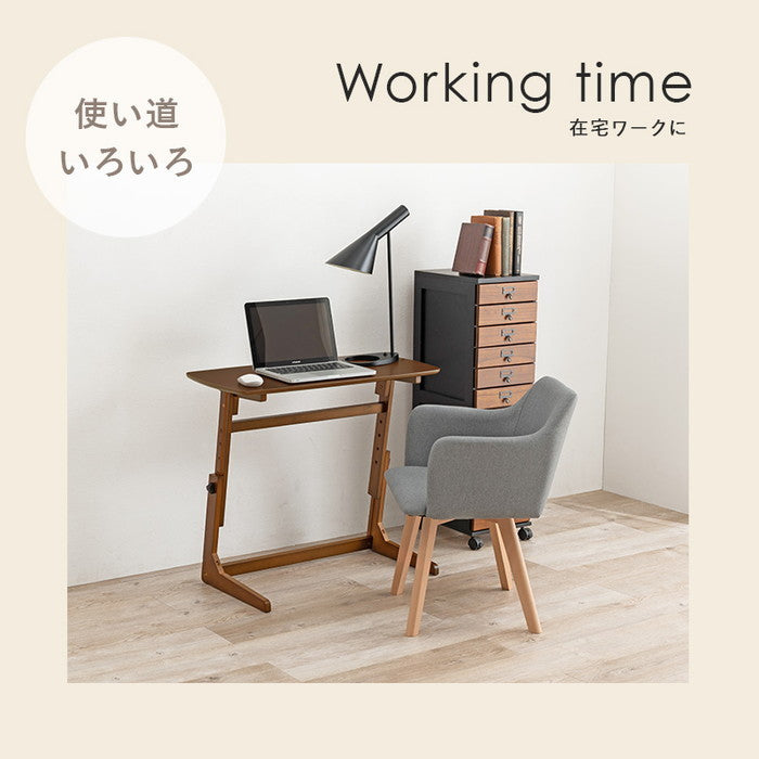 昇降テーブル ダークブラウン ナチュラル VT-7976 幅80×奥行40×高さ55/60/65/70cm hgs-3000000324の画像