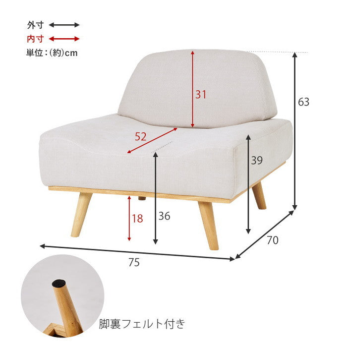 ソファ レスト1P 幅75×奥行70×高さ63×座面高36cm hgs-3000000974の画像
