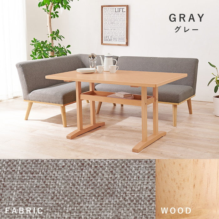 ダイニング コーナー 3点セット（左肘） ケルトS120LDGY3S テーブル:(約)幅120×奥行70×高さ62cm 2P(肘無):(約)幅110×奥行72×高さ70×座面高38cm 2P(片肘):(約)幅130×奥行72×高さ70×座面高38cm hgs-3000001107の画像