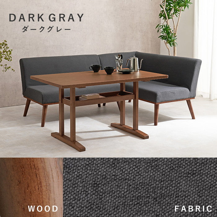 ダイニング コーナー 3点セット（左肘） ケルトS120LDGY3S テーブル:(約)幅120×奥行70×高さ62cm 2P(肘無):(約)幅110×奥行72×高さ70×座面高38cm 2P(片肘):(約)幅130×奥行72×高さ70×座面高38cm hgs-3000001107の画像