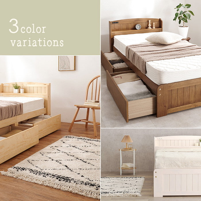 引出し付 シングルベッド MB-5039S-LBR (約)幅101×奥行210×高さ78×床面高34cm hgs-3000001813の画像