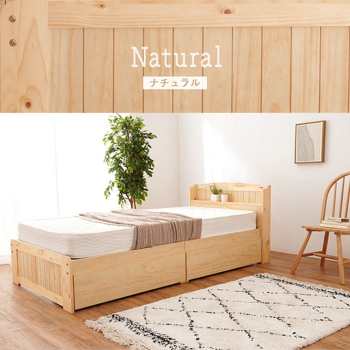 引出し付 シングルベッド MB-5039S-LBR (約)幅101×奥行210×高さ78×床面高34cm hgs-3000001813の画像