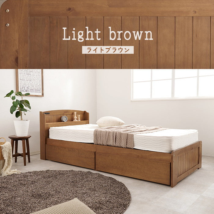 マットレス付 シングルベッド MB-5039S-LBR+KM-3101 ベッド:(約)幅101×奥行210×高さ78×座面高34cm マットレス:(約)幅97×奥行195×高さ16cm hgs-3000001832の画像