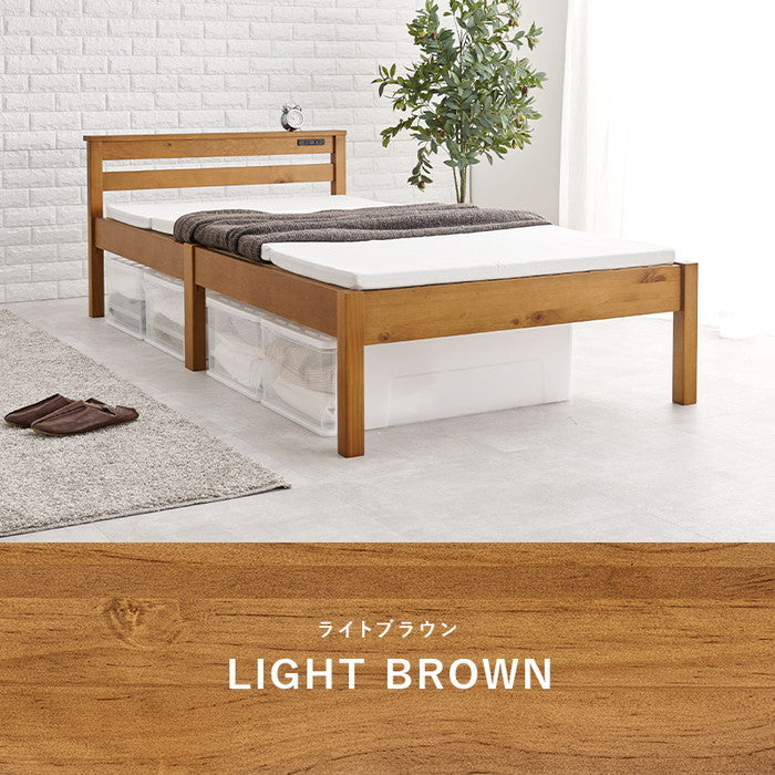 組立簡単 宮棚付きシングルベッド MB-5151SLBR (約)幅100×奥行207.5×高さ65×床面高36cm hgs-3000002180の画像