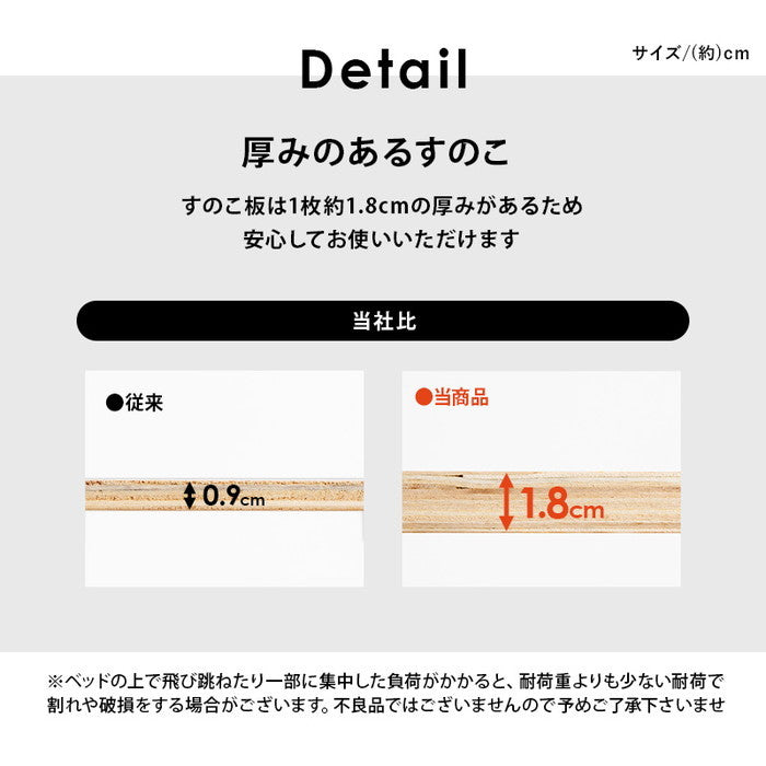 組立簡単 マットレス付セミダブルベッド MB-5149SD-LBR＋KM-3101SD ベッド:(約)幅122.5×奥行198×高さ36.5×床面高36cm マットレス:(約)幅120×奥行195×高さ16cm hgs-3000002246