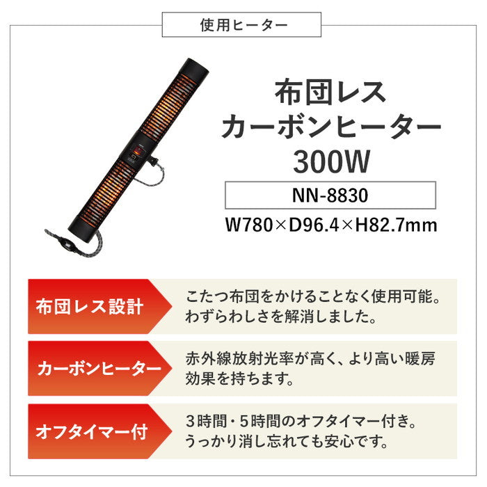 布団レス コタツ リヒト120NA (約)幅120×奥行50×高さ40cm hgs-3000002270の画像