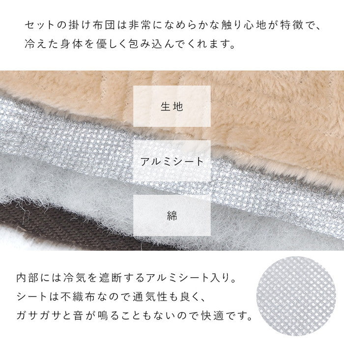 こたつ＋うす掛け布団 2点セット アルラ7560LBR+ビケ7560BE hgs-3000002321の画像