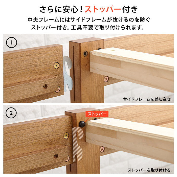 組立簡単 シングルベッド MB-5096S-DBR (約)幅98.5×奥行221×高さ68×床面高36cm hgs-3000002543の画像