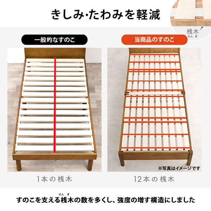 組立簡単 シングルベッド MB-5096S-DBR (約)幅98.5×奥行221×高さ68×床面高36cm hgs-3000002543の画像
