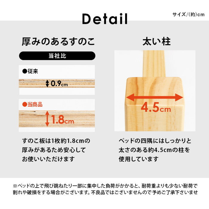 組立簡単 セミダブルベッド MB-5150SD-LBR (約)幅123×奥行207.5×高さ61.5×床面高36cm hgs-3000002580