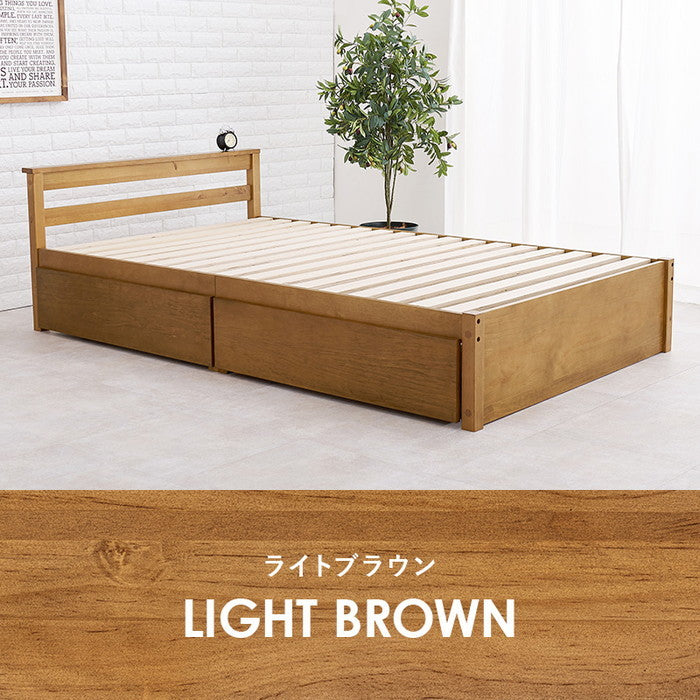 引出し付セミダブルベッド MB-5110SD-LBR (約)幅121.5×奥行208×高さ63×床面高33cm hgs-3000002766の画像