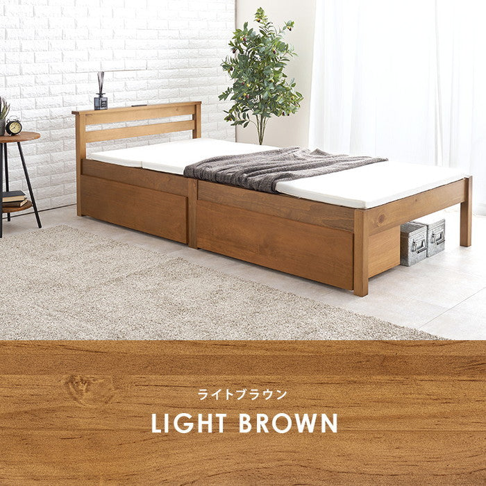 組立簡単 引出し付シングルベッド MB-5150S-LBRHS (約)幅100×奥行207.5×高さ65×床面高36cm hgs-3000002778の画像