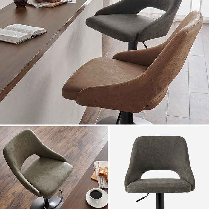 バーチェア ブラウン ダークグレー グレー 幅48×奥行51×高さ90〜111×座面高63〜83cm LC-4871 hgs-3000003492の画像