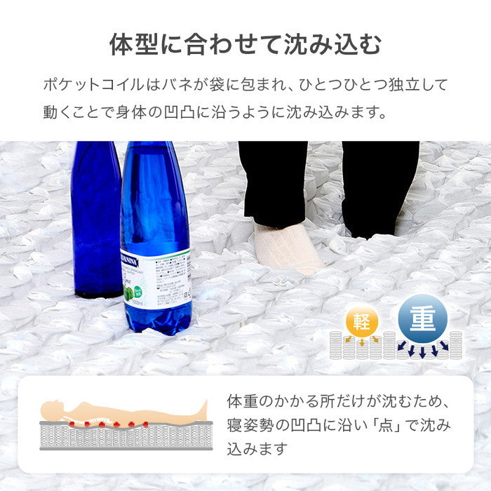 マットレス ダブル(ポケット） KM-3302D 幅140×奥行195×高さ20cm hgs-3000003890の画像