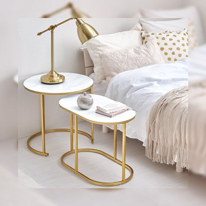 ネストテーブル LST-4615 丸: 幅50×奥行50×高さ48.5cm hgs-3000003944の画像