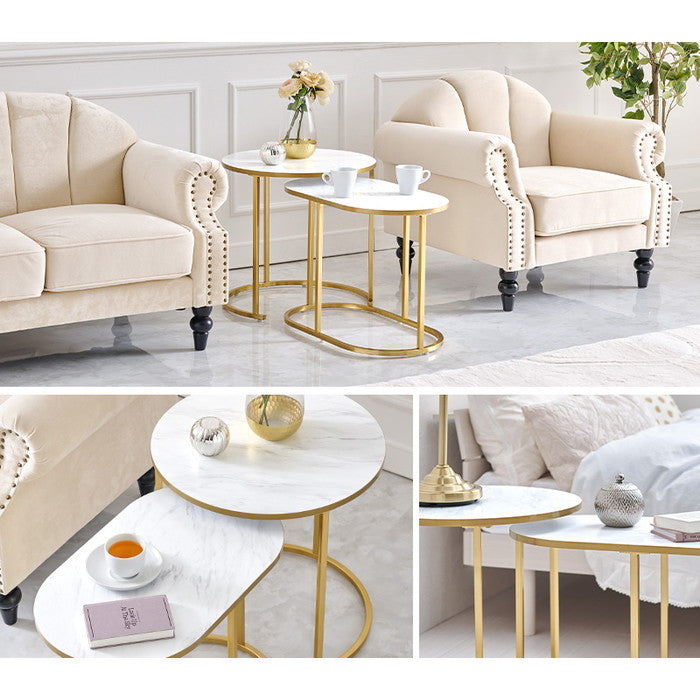 ネストテーブル LST-4615 丸: 幅50×奥行50×高さ48.5cm hgs-3000003944の画像