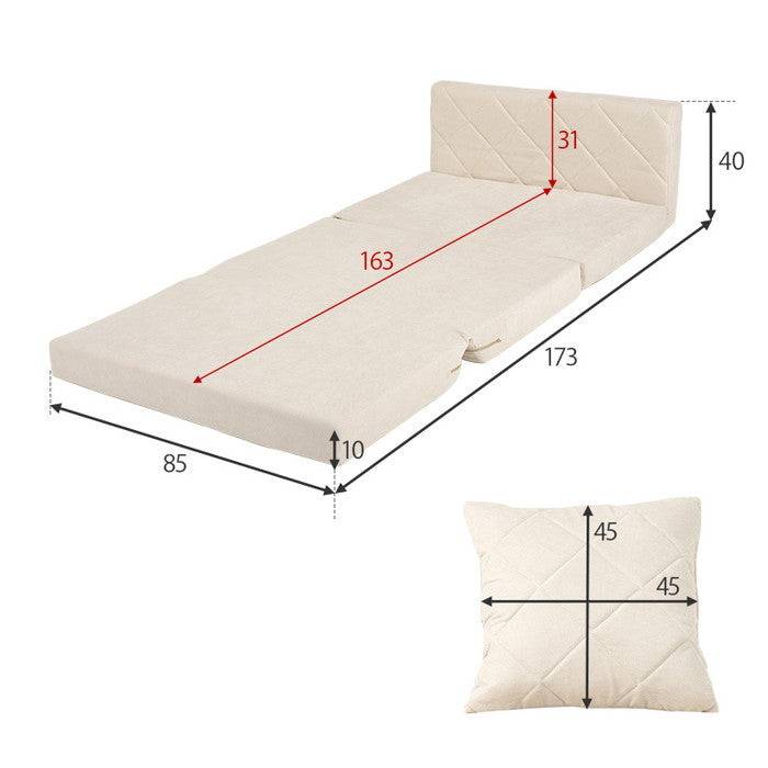 ソファベッド LSF-4887 幅85×奥行70/173×高さ62/40×座面高20/10cm hgs-3000004081の画像