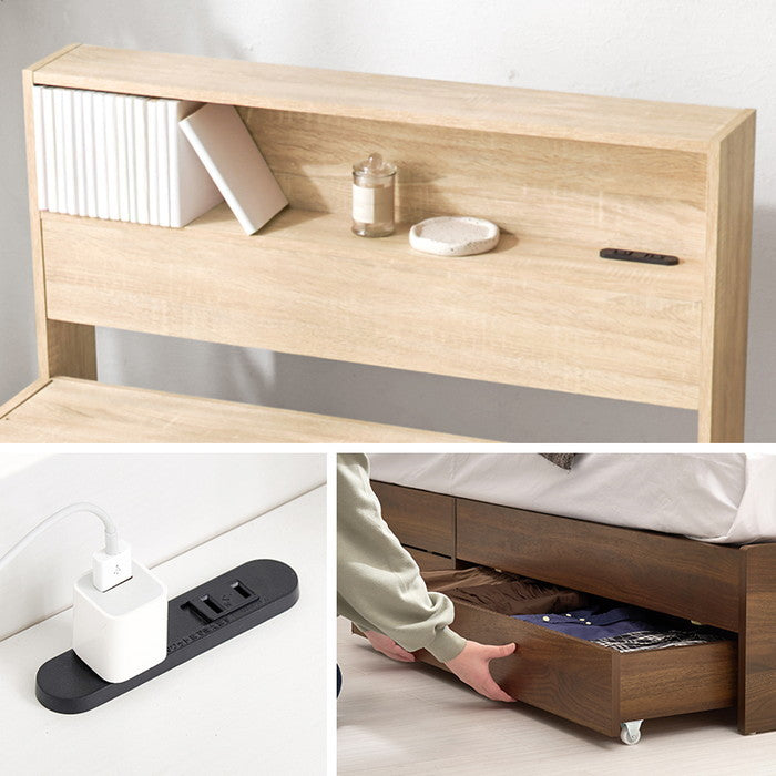 引出し付シングルベッド RB-1541 幅98×奥行211.5×高さ76×床面高29cm hgs-3000004173の画像