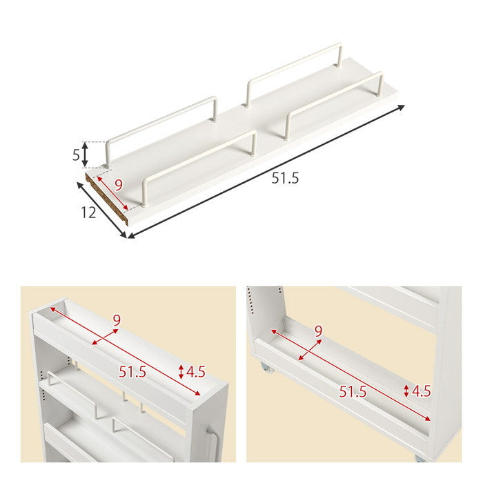 隙間収納ワゴン RCC-1532 幅12×奥行55(取手含む:58)×高さ85cm hgs-3000004194の画像