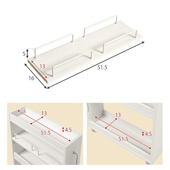 隙間収納ワゴン RCC-1533 幅16×奥行55(取手含む:58)×高さ85cm hgs-3000004197の画像