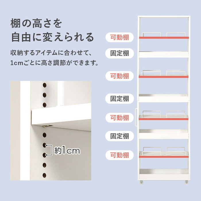 隙間収納ワゴン RCC-1536 幅16×奥行55(取手含む:58)×高さ181cm hgs-3000004206の画像