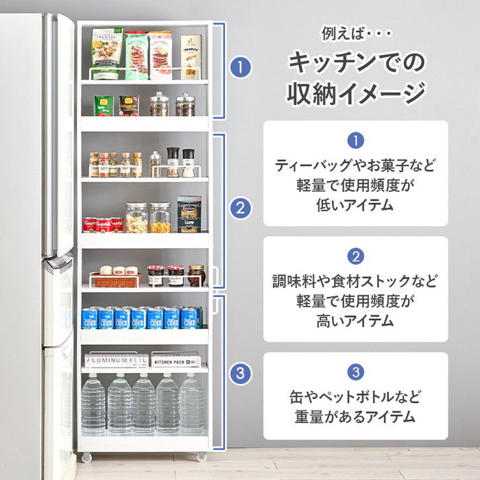 隙間収納ワゴン RCC-1536 幅16×奥行55(取手含む:58)×高さ181cm hgs-3000004206の画像