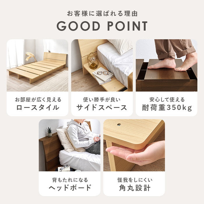 セミダブルベッド WB-7901SD 幅140×奥行215.5×高さ60.5×床面高18cm hgs-3000004244の画像
