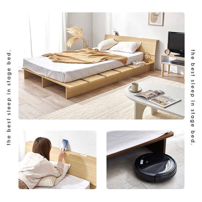 マットレス付 セミダブルベッド WB-7901SD3301 ベッド: 幅140×奥行215.5×高さ60.5×床面高18cm hgs-3000004254の画像