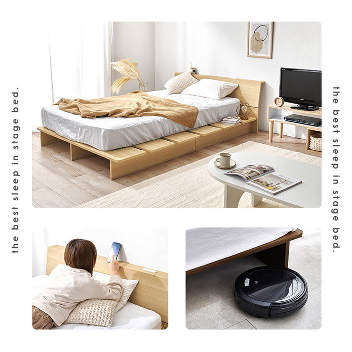 マットレス付 セミダブルベッド WB-7901SD3302 ベッド: 幅140×奥行215.5×高さ60.5×床面高18cm hgs-3000004263の画像