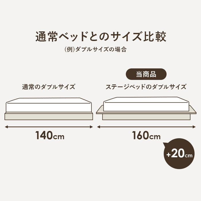 ダブルベッド ブラウン ナチュラル 幅160×奥行210×高さ9cm WB-7729D hgs-3000004355の画像