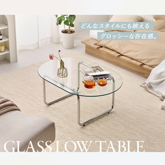 ガラステーブル 幅90×奥行60×高さ38cm BT-8662 hgs-3000004469の画像