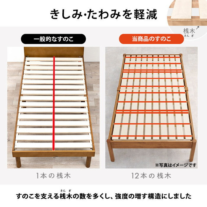 組立簡単 マットレス付宮棚付きシングルベッド ライトブラウン プレーンナチュラル ウォッシュホワイト MB-5151S3301 hgs-3000004503の画像