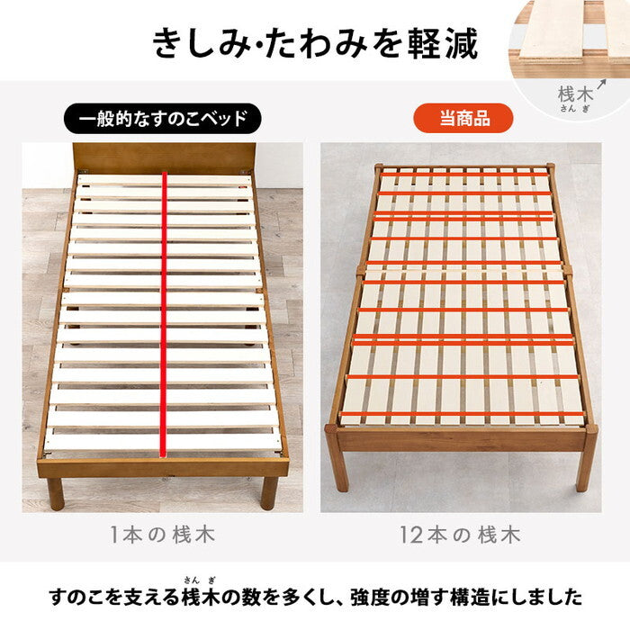 組立簡単 マットレス付シングルベッド ライトブラウン プレーンナチュラル ウォッシュホワイト MB-5145S3302 hgs-3000004566の画像