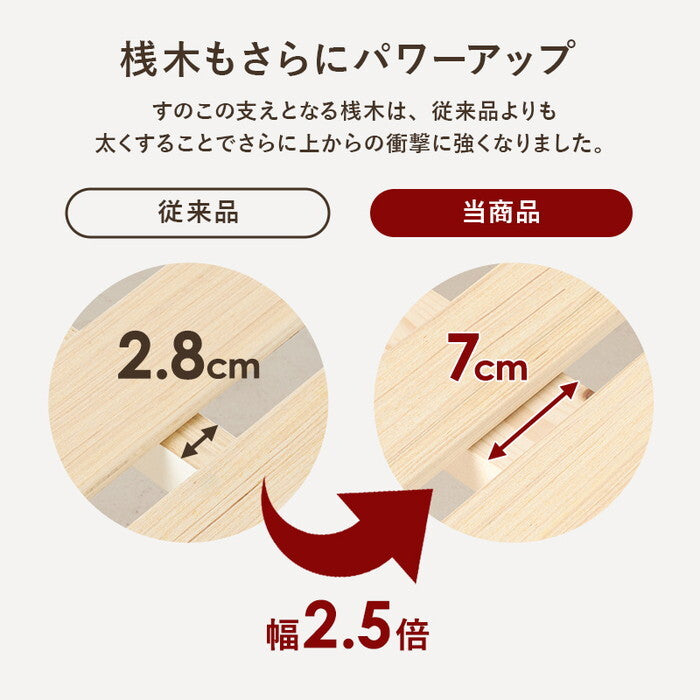セミシングルベッド ライトブラウン ナチュラル 幅82×奥行210×高さ11.5/26.5/31.5cm WB-7718SS hgs-3000004706の画像