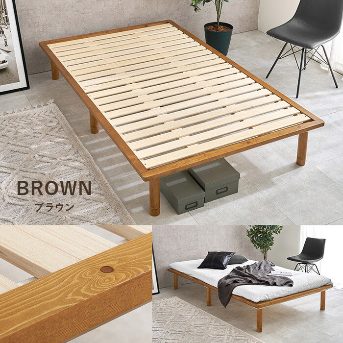セミダブルベッド ライトブラウン ナチュラル 幅122×奥行210×高さ11.5/26.5/31.5cm WB-7718SD hgs-3000004708の画像