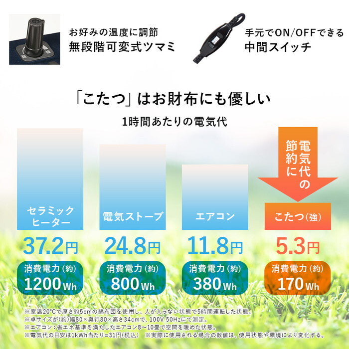 カジュアルコタツ ナチュラル ブラウン 幅100×奥行60×高さ40cm アウロラ100 hgs-3000005110の画像