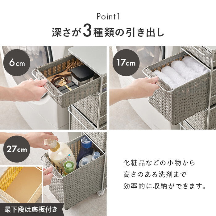 ランドリーチェスト ダークブラウン グレー ナチュラル ホワイト 幅20×奥行40×高さ85cm RAN-2463 hgs-3000005186の画像