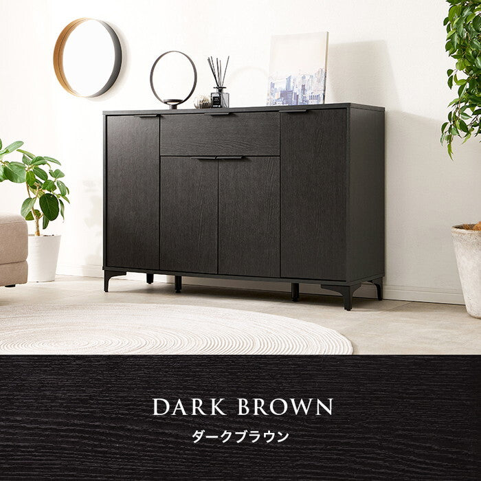 キャビネット ダークブラウン ナチュラル ホワイトウォッシュ 幅120×奥行40×高さ82cm RCC-1539 hgs-3000005227の画像