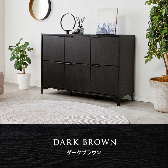 キャビネット ダークブラウン ナチュラル ホワイトウォッシュ 幅120×奥行40×高さ82cm RCC-1579 hgs-3000005233の画像