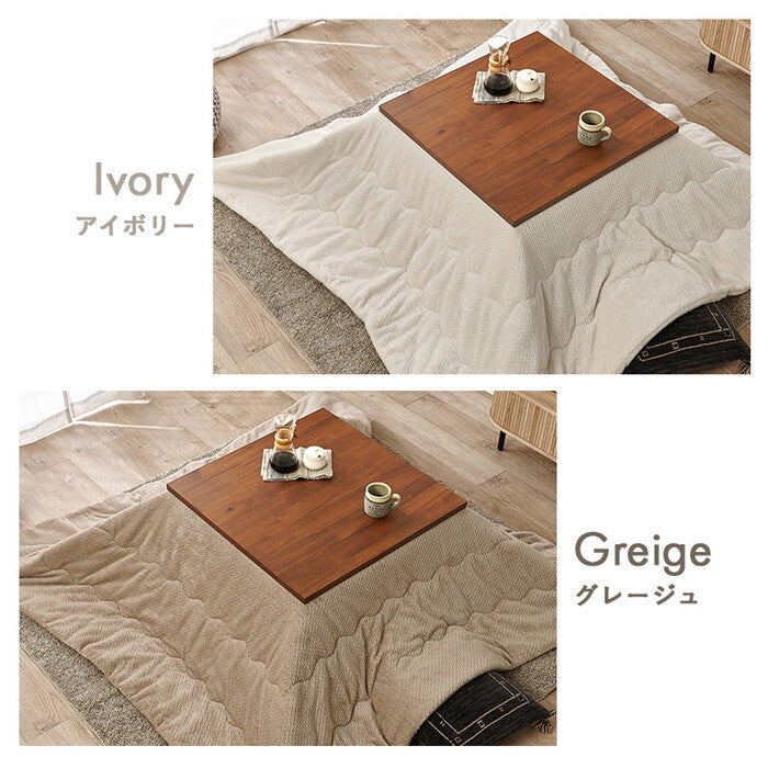こたつ＋うす掛け布団 ２点セット アイボリー グレージュ こたつ：幅75×奥行75×高さ37/42cm タリスK75ポカ hgs-3000005551の画像