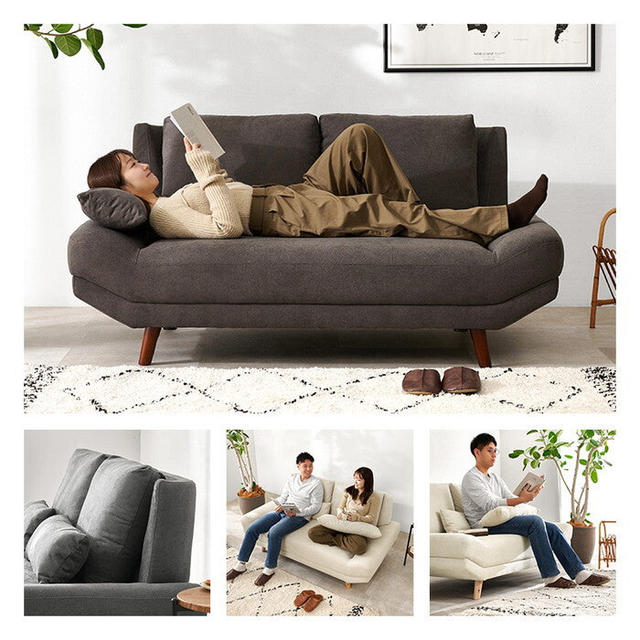 ソファ チャコールグレー ダークグレー グレー アイボリー 幅160×奥行94×高さ82/71×座面高42/31cm ブライトフィット2P hgs-3000005731の画像