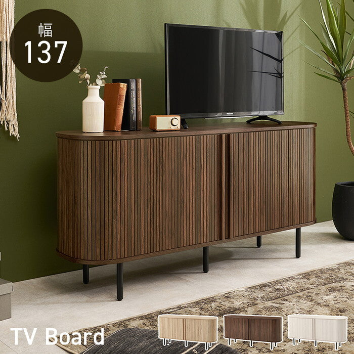 ＴＶボード ブラウン ナチュラル ホワイト 幅137×奥行40.5×高さ67cm RTV-1413 hgs-3000005744の画像