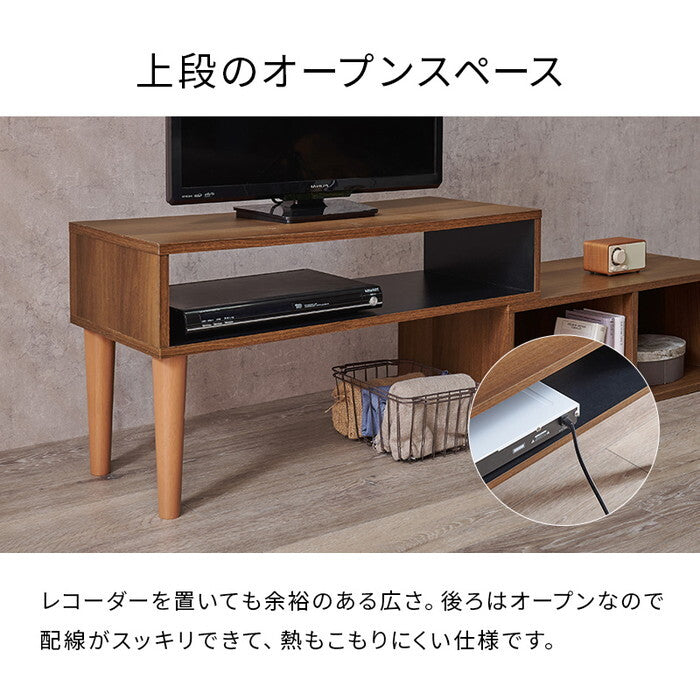 伸縮式ＴＶ台 マーブルグレー ホワイト 幅75〜135×奥行30×高さ40cm VTV-7260 hgs-3000005854の画像