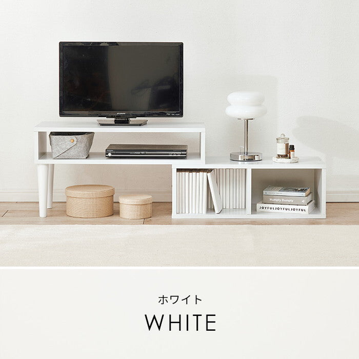 伸縮式ＴＶ台 マーブルグレー ホワイト 幅75〜135×奥行30×高さ40cm VTV-7260 hgs-3000005854の画像
