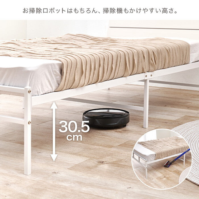 マットレス付シングルベッド グレー ホワイト KH-3074S3301 hgs-3000006177の画像