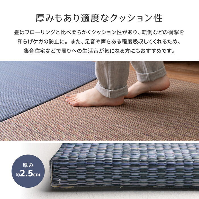 6枚組 置き畳 南風 約65×65×2.5cm ネイビー ブラウン hig-159054994xの画像